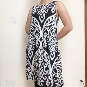 Black White Ikat Sleeveless Dress M, Nearly New